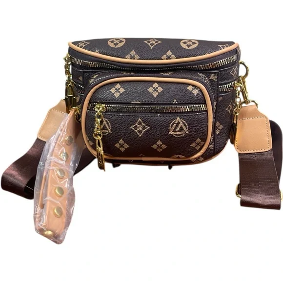 Fashion Designer Inspired Brown Crossbody Shoulder Bag - Picture 11 of 12